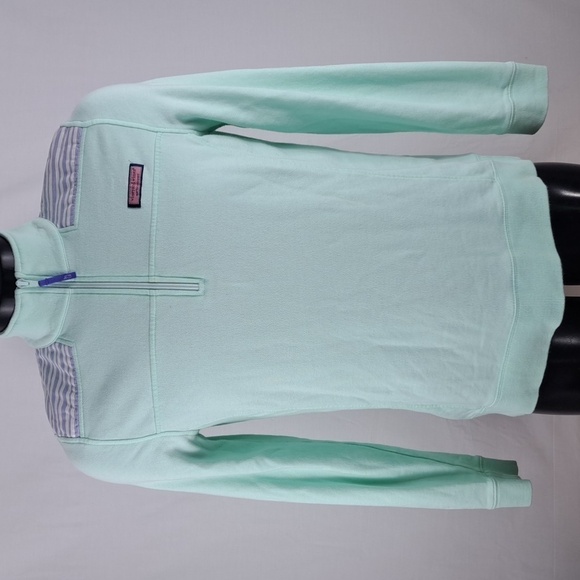 Vineyard Vines Women's 1/4 zip mint green LG casual preppy pullover sweatshirt - Picture 3 of 6